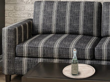 Load image into Gallery viewer, Crypton Water &amp; Stain Resistant Nautical Stripe Dark Navy Blue Light Cream Upholstery Fabric