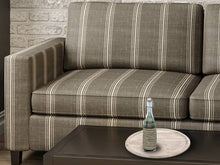 Load image into Gallery viewer, Crypton Water &amp; Stain Resistant Nautical Stripe Dark Greige Light Cream Upholstery Fabric