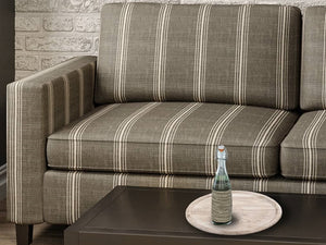 Crypton Water & Stain Resistant Nautical Stripe Dark Greige Light Cream Upholstery Fabric