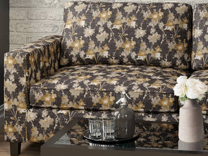 Heavy Duty Floral Tapestry Abstract Charcoal Black Mustard Beige Greige Ivory Upholstery Fabric