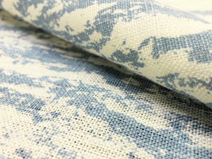 Scalamandre Sequoia Linen Print Sky Abstract Faux Bois Blue Ivory Drapery Fabric