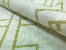 Load image into Gallery viewer, Kravet Thom Filicia Geometric Trellis Off White Chartreuse Green Linen Drapery Upholstery Fabric
