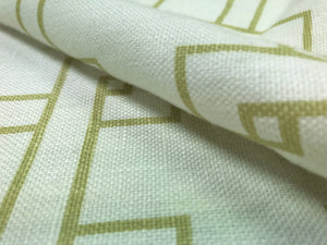 Kravet Thom Filicia Geometric Trellis Off White Chartreuse Green Linen Drapery Upholstery Fabric