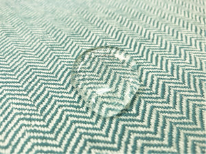 Water & Stain Resistant Indoor Outdoor Aqua Blue Herringbone Geometric MCM Mid Century Modern Upholstery Drapery Fabric