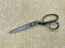 Load image into Gallery viewer, Twill Textiles French Stencil Herringbone Abstract Geometric Belgian Linen Beige Mustard Yellow Upholstery Drapery Fabric