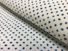 Load image into Gallery viewer, Delaney and Long Squall Bluebird Small Dot Navy Blue Off White Outdoor Water Resistant Nautical Upholstery Fabric