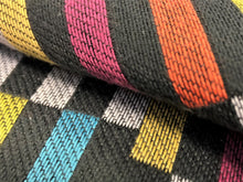 Load image into Gallery viewer, Kravet Water &amp; Stain Resistant Charcoal Gray Green Orange Magenta Off White Abstract Geometric Upholstery Fabric