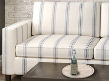 Load image into Gallery viewer, Crypton Water &amp; Stain Resistant Nautical Stripe Navy Blue Light Cream Upholstery Fabric