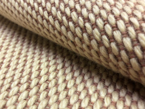 Beige Terracotta Clay Woven Textured Rustic Small Scale Check Water Resistant Upholstery Fabric