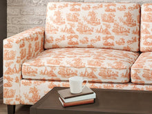 Load image into Gallery viewer, Heavy Duty Cream Orange French County Toile Upholstery Drapery Fabric