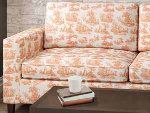 Heavy Duty Cream Orange French County Toile Upholstery Drapery Fabric