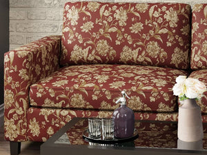 Heavy Duty Floral Burgundy Red Ivory Gold Upholstery Drapery Fabric