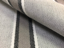 Load image into Gallery viewer, 1.5 Yard Indoor Outdoor Gray White Charcoal Sunbrella Stripe Water Resistant Nautical Marine Upholstery Drapery Fabric