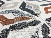 Load image into Gallery viewer, Designer Water &amp; Stain Resistant Off White Grey Rusty Brown Abstract Upholstery Drapery Fabric