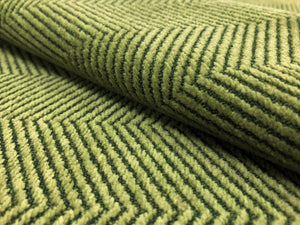 Designer Sage Green Charcoal Gray Black Herringbone Geometric Cotton Blend Water & Stain Resistant Chenille Upholstery Fabric