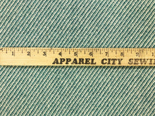 Load image into Gallery viewer, MCM Mid Century Modern Teal Green Beige Stripe Wool Upholstery Drapery Fabric