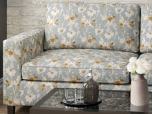 Load image into Gallery viewer, Heavy Duty Abstract Floral Tapestry Slate Blue Mustard Gold Grey Ivory Upholstery Fabric