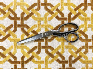 Cowtan + Tout Beverly Ochre Beige Mustard Gold Trellis Geometric Epingle Velvet Upholstery Fabric STA 974