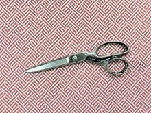 Load image into Gallery viewer, Robert Allen Beach Club Bk Rhubarb Rose Red Pink White Geometric Trellis Lattice Upholstery Fabric