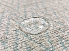 Load image into Gallery viewer, 1 1/3 Yds Stain Resistant Aqua Blue Beige Chevron Chenille Upholstery Fabric