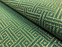 Load image into Gallery viewer, 29&quot; of Schumacher Picard Weave Aqua Designer Greek Key Geometric Upholstery Fabric