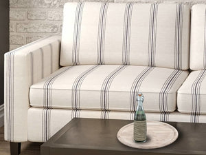 Crypton Water & Stain Resistant Nautical Stripe Dark Navy Blue Light Cream Upholstery Fabric