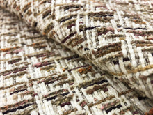 Load image into Gallery viewer, Designer Reversible MCM Mid Century Modern Beige Cream Black Mauve Orange Chenille Upholstery Fabric
