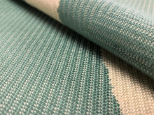 Load image into Gallery viewer, Kravet 32567-1516 Aqua Blue Off White Chevron Zig Zag Woven Water &amp; Stain Resistant Upholstery Fabric