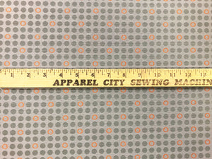 Designer Grey Orange Geometric Small Scale Abstract Upholstery Fabric