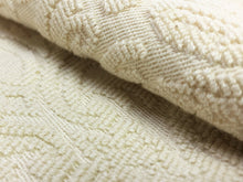 Load image into Gallery viewer, Designer Cream Ivory Renaissance Damask Cotton Terry Water &amp; Stain Resistant Upholstery Chenille Fabric