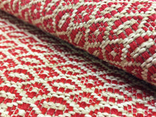 Load image into Gallery viewer, Designer Ruby Red Beige Woven Geometric Art Deco Upholstery Fabric