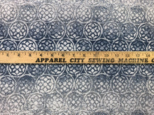 Load image into Gallery viewer, Designer Denim Stone Wash Blue Cream Medallion Upholstery Drapery Fabric