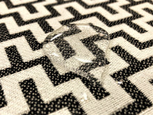 Load image into Gallery viewer, Designer Sunbrella Charcoal Black White Geometric Maze Upholstery Drapery Fabric