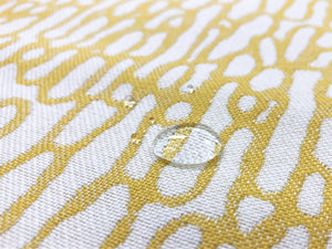 Designer Water Resistant Indoor Outdoor Yellow Cream Abstract Upholstery Fabric