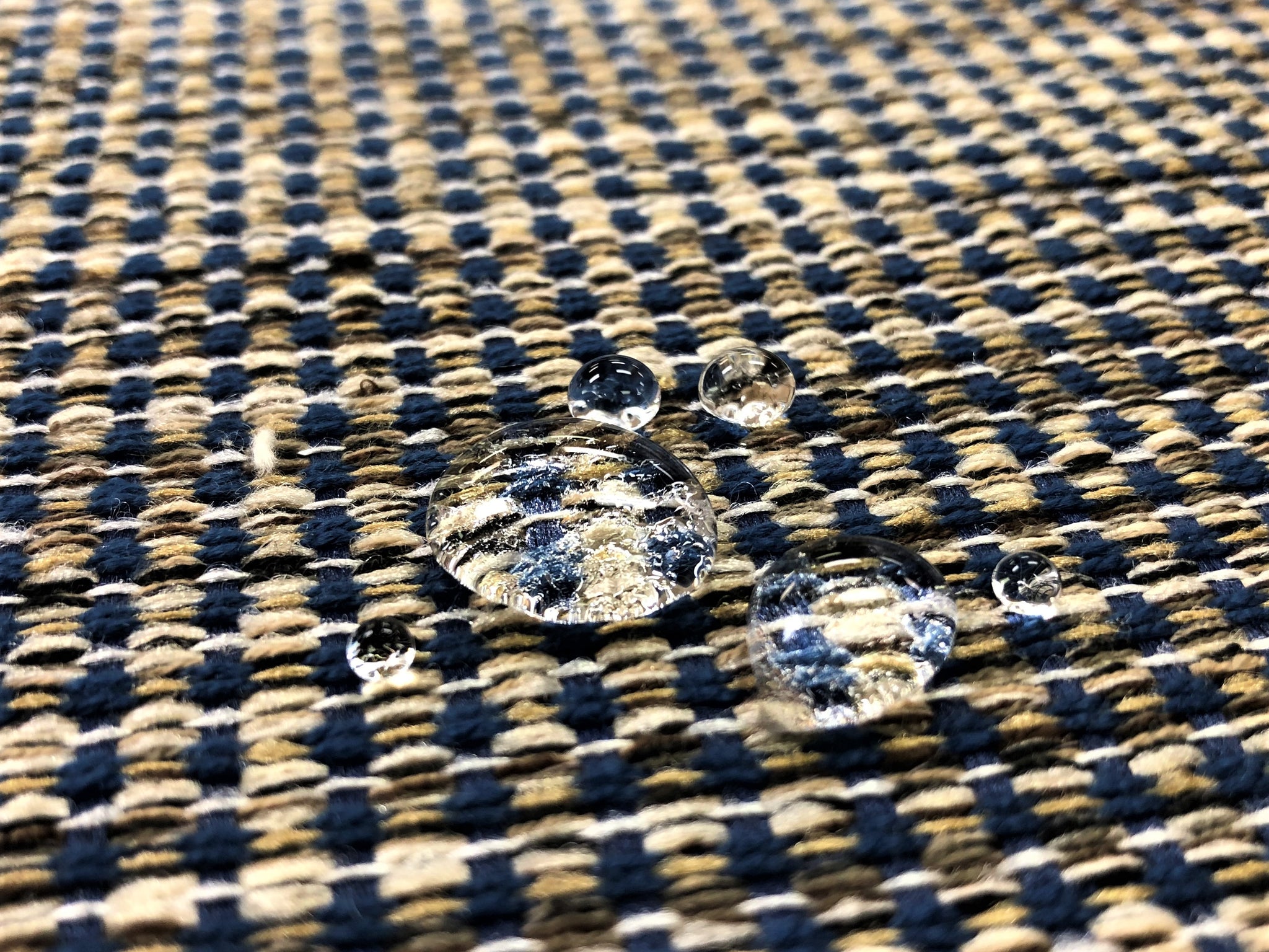Shop Navy Blue Beige Small Check Tweed Upholstery Fabric