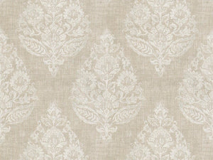 Designer Water buying & Stain Resistant Beige Gold Grey Medallion Damask Upholstery Fabric STA1001