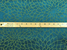 Load image into Gallery viewer, 3/4 Yds Designer Acrylic Backed Teal Green Lime Floral Upholstery Drapery Fabric