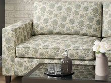 Load image into Gallery viewer, Heavy Duty Jacobean Floral Tapestry Navy Blue Aqua Teal Yellow Ivory Upholstery Fabric