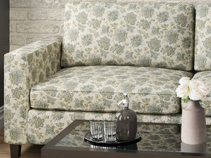 Heavy Duty Jacobean Floral Tapestry Navy Blue Aqua Teal Yellow Ivory Upholstery Fabric