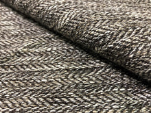 Load image into Gallery viewer, Designer Espresso Brown White Water &amp; Stain Resistant Geometric Herringbone Cotton Linen Mid Century Modern Tweed Abstract Drapery Upholstery Fabric