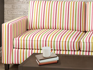 Heavy Duty White Pink Orange Green Yellow Stripe Upholstery Drapery Fabric