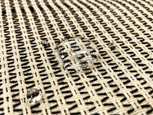Designer Small Scale Woven Water & Stain Resistant Geometric Cream Black MCM Mid Century Modern Upholstery Drapery Fabric
