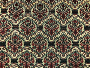 Kravet Water & Stain Resistant Epingle Carpet Tapestry Medallion Emerald Green Burgundy Red Beige Velvet Upholstery Fabric
