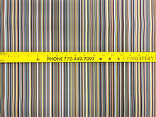 Load image into Gallery viewer, Designer Commercial Chartreuse Green Navy Blue Brown Aqua Stripe Faux Leather Upholstery Vinyl