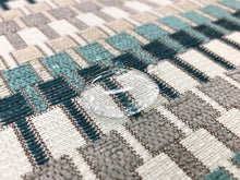 Load image into Gallery viewer, Villa Nova Shiko V3223/02 Tea Teal Aqua Blue Taupe Beige Off White Geometric Water &amp; Stain Resistant Upholstery Fabric