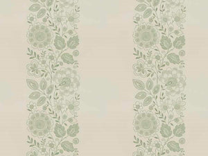 Iris Apfel Cream Sage Green Embroidered Floral Botanical Upholstery Drapery Fabric