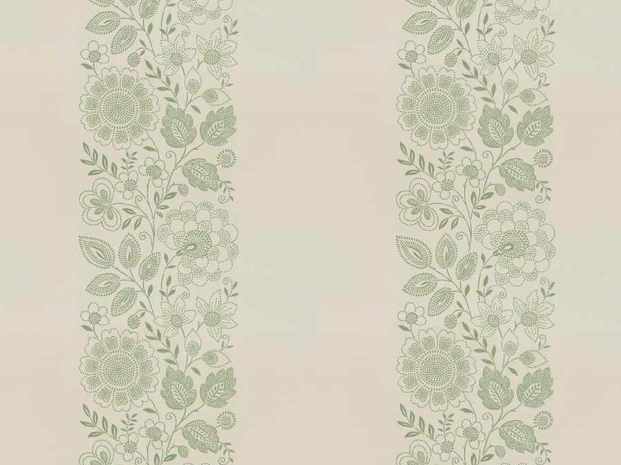 Iris Apfel Cream Sage Green Embroidered Floral Botanical Upholstery Drapery Fabric