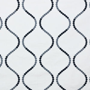 Button Trellis White Charcoal Gray Embroidered Drapery Fabric / Graphite
