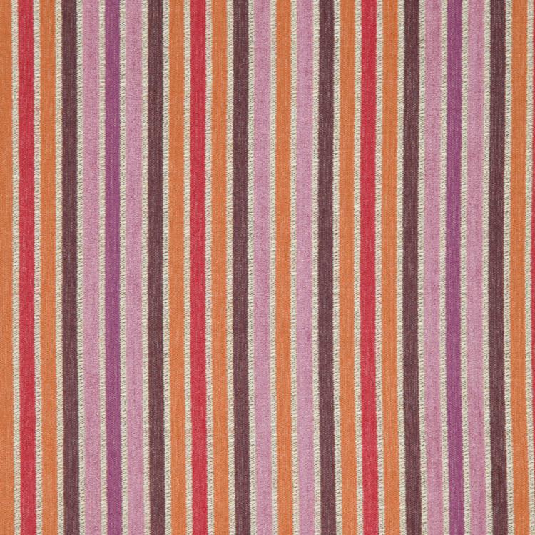 Española Way Orange Pink Red Brown Stripe Upholstery Fabric / Tropical
