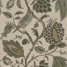 Load image into Gallery viewer, Floral Botanical Bird Upholstery Drapery Fabric / Greystone